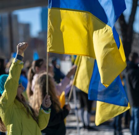 Oekraïne vlag betoging